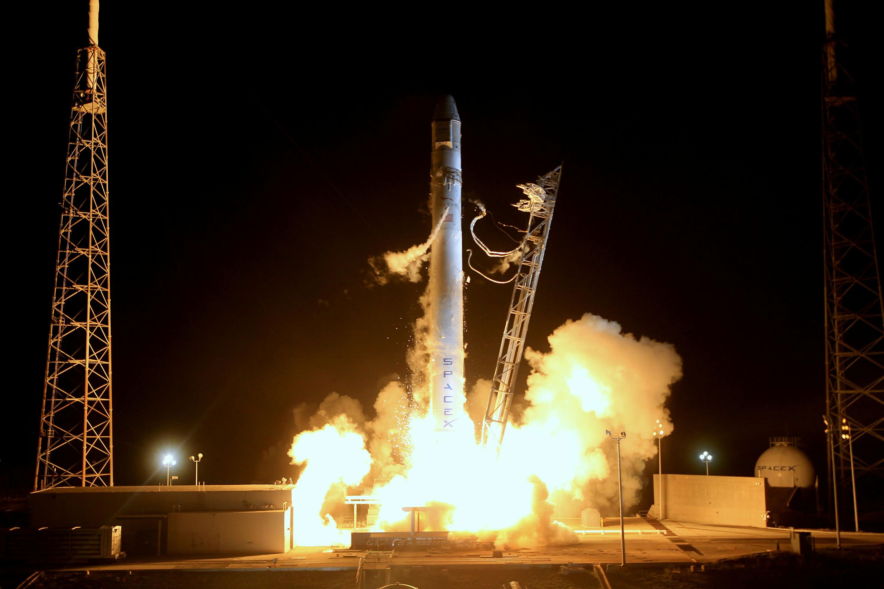SpaceX rocket preparing for liftoff. Courtesy of SpaceX.