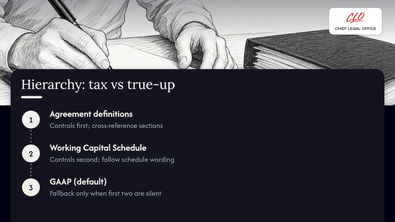 Hierarchy for working capital classifications