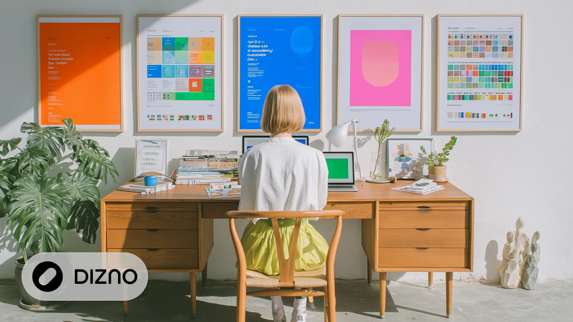 Illustration of brand asset management workflow with logos, colors, and templates