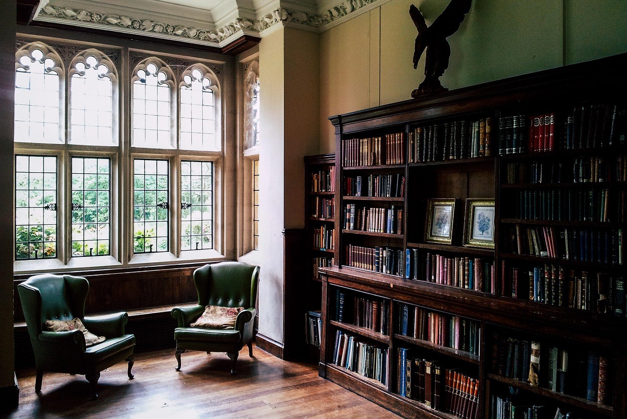 A library set built for an Executive Story Session