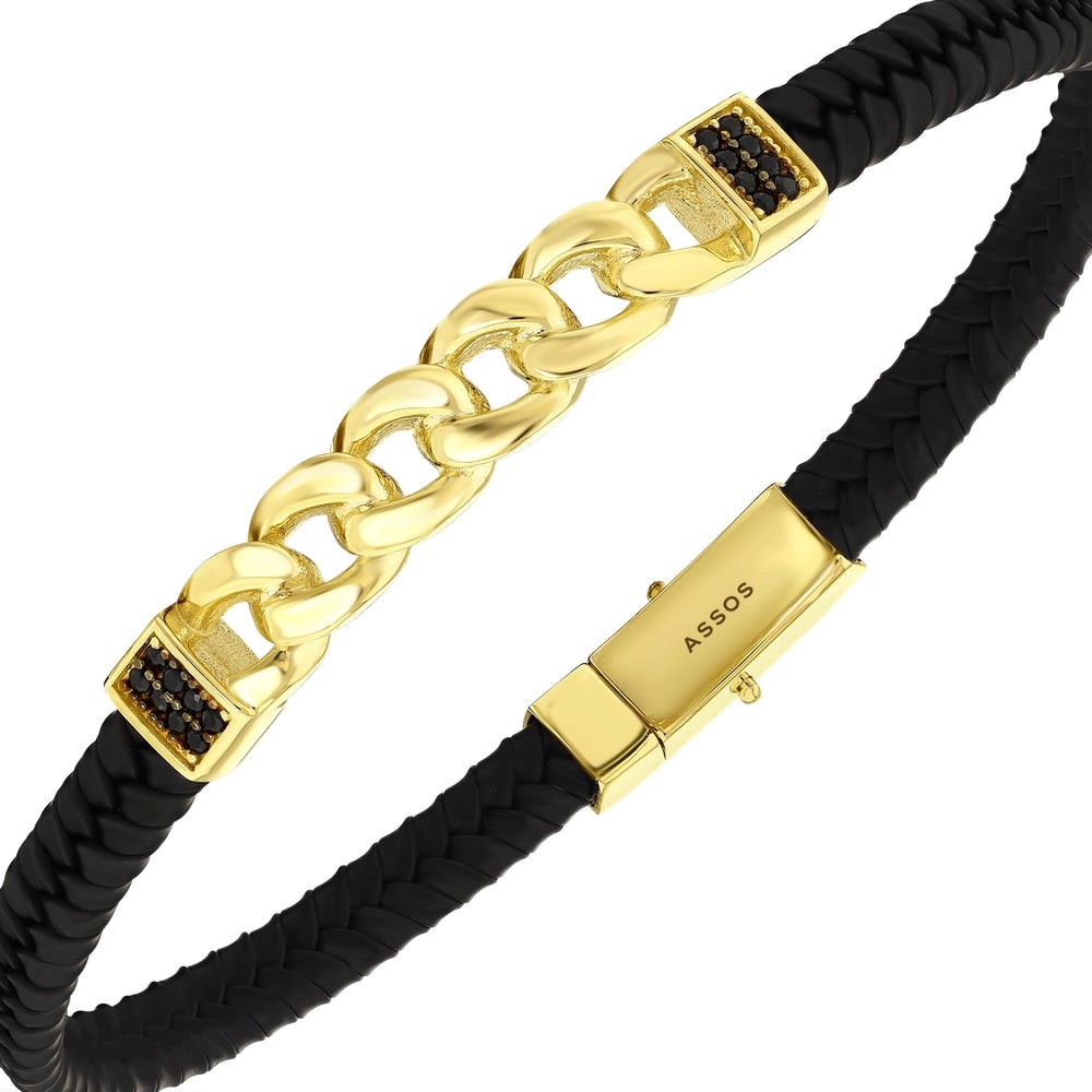 Assos Pırlanta 14 Ayar Altın Modern Tasarım Erkek Bileklik