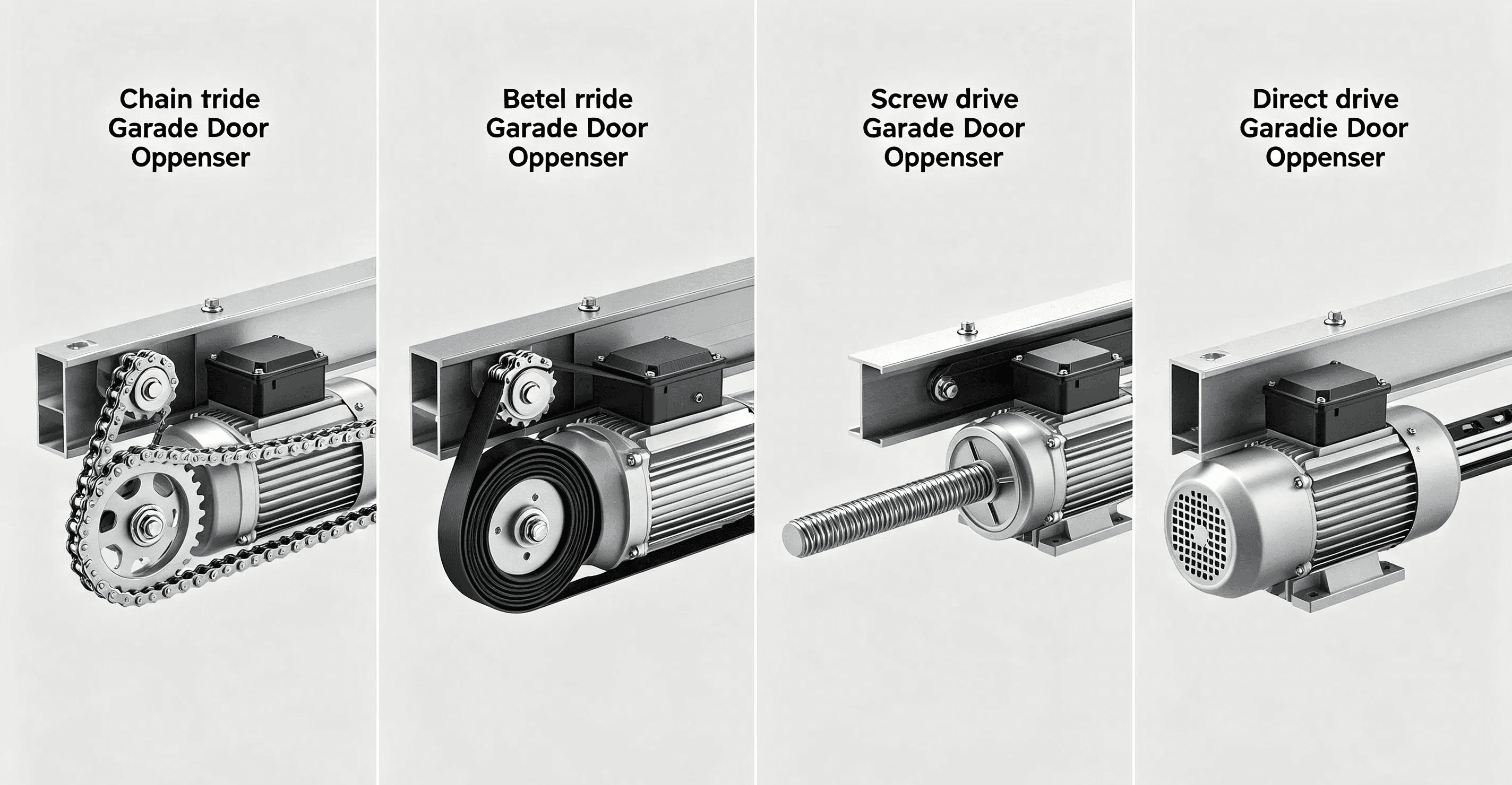 Comparison of chain drive, belt drive, screw drive, and direct drive garage door openers
