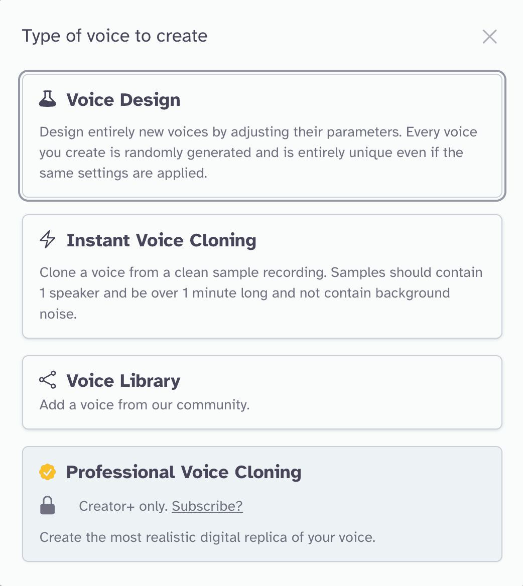 Instant Voice Cloning from ElevenLabs