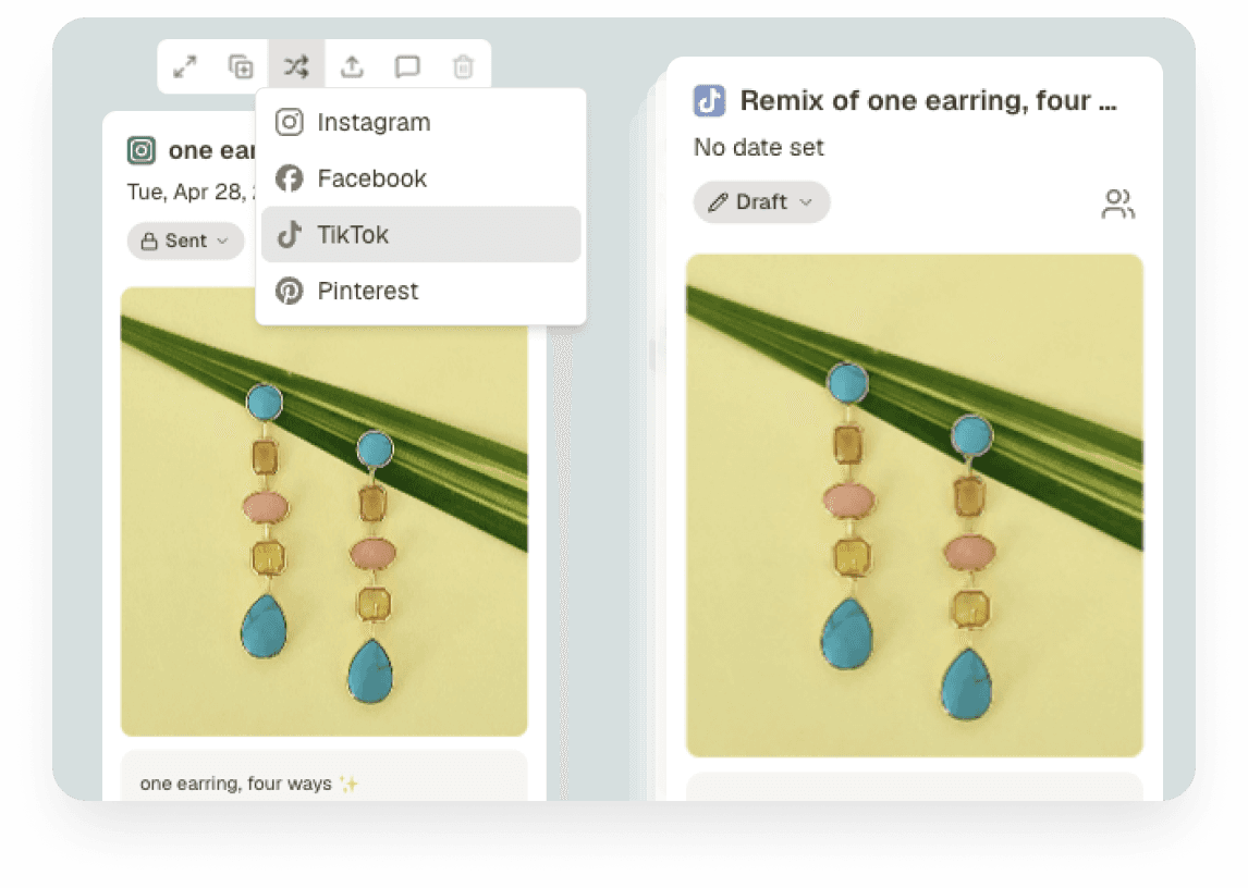Marklo one-click remix feature converting an email campaign into a paid ad format while preserving brand voice and offer