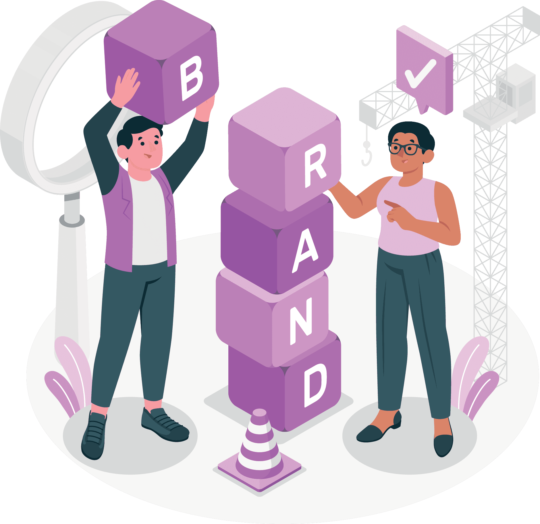 Illustration for the about our brand section of the BrandBook framer template