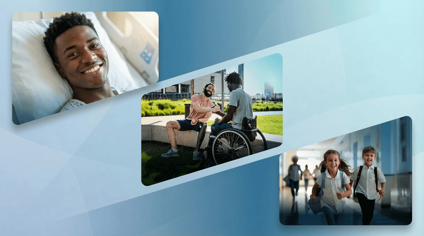 Homme souriant et enfants à l'école : Solutions de mutuelle santé, prévoyance et assurance scolaire chez Select Assurance.