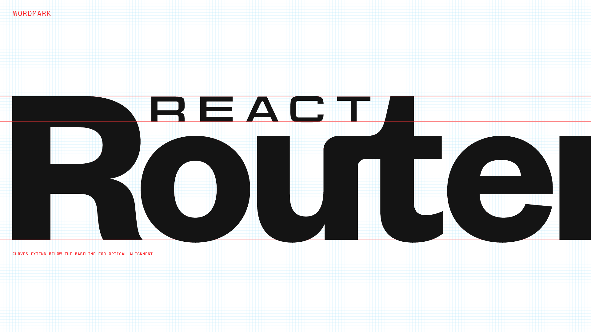 Closeup of the React Router wordmark, to better understand the nested configuration and connection of a ligature.