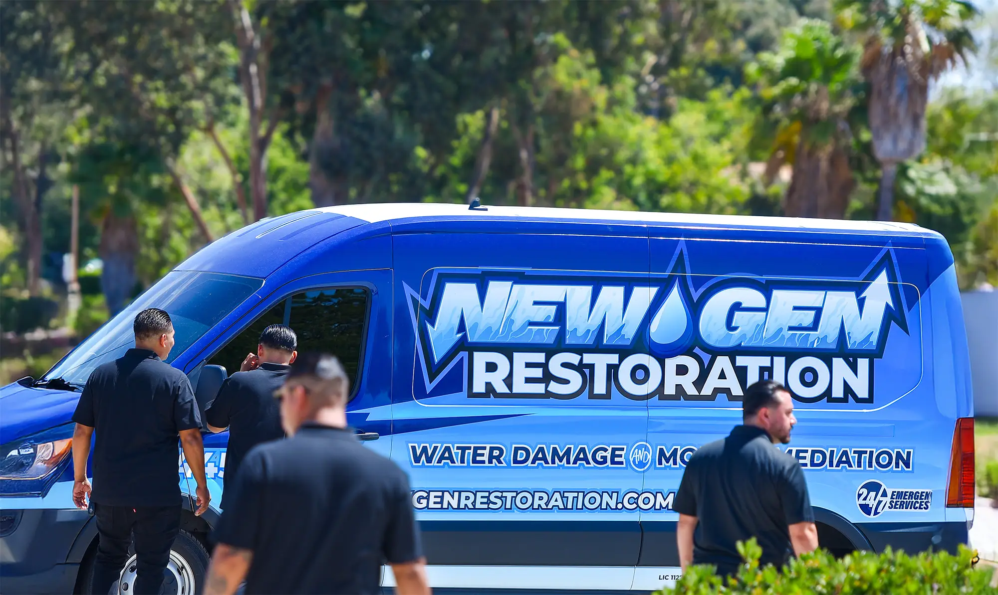 NewGen Restoration team arriving at San Diego property for water damage restoration service