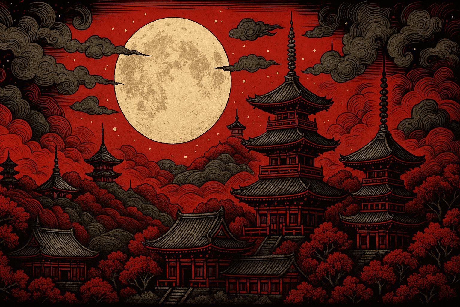 Artwork of city at night
