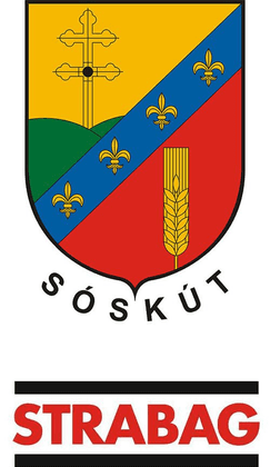 Sóskút coat of arms and STRABAG logo