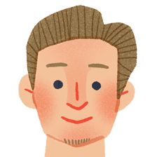 企画営業部長の青木部長のイラスト。
