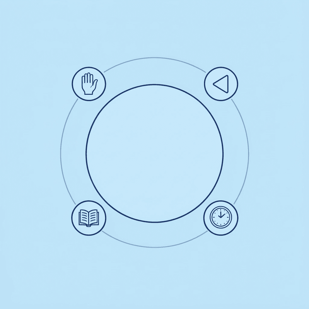  Central learning objectives hub connected to movement, hands-on activities, natural play patterns, and academic skills