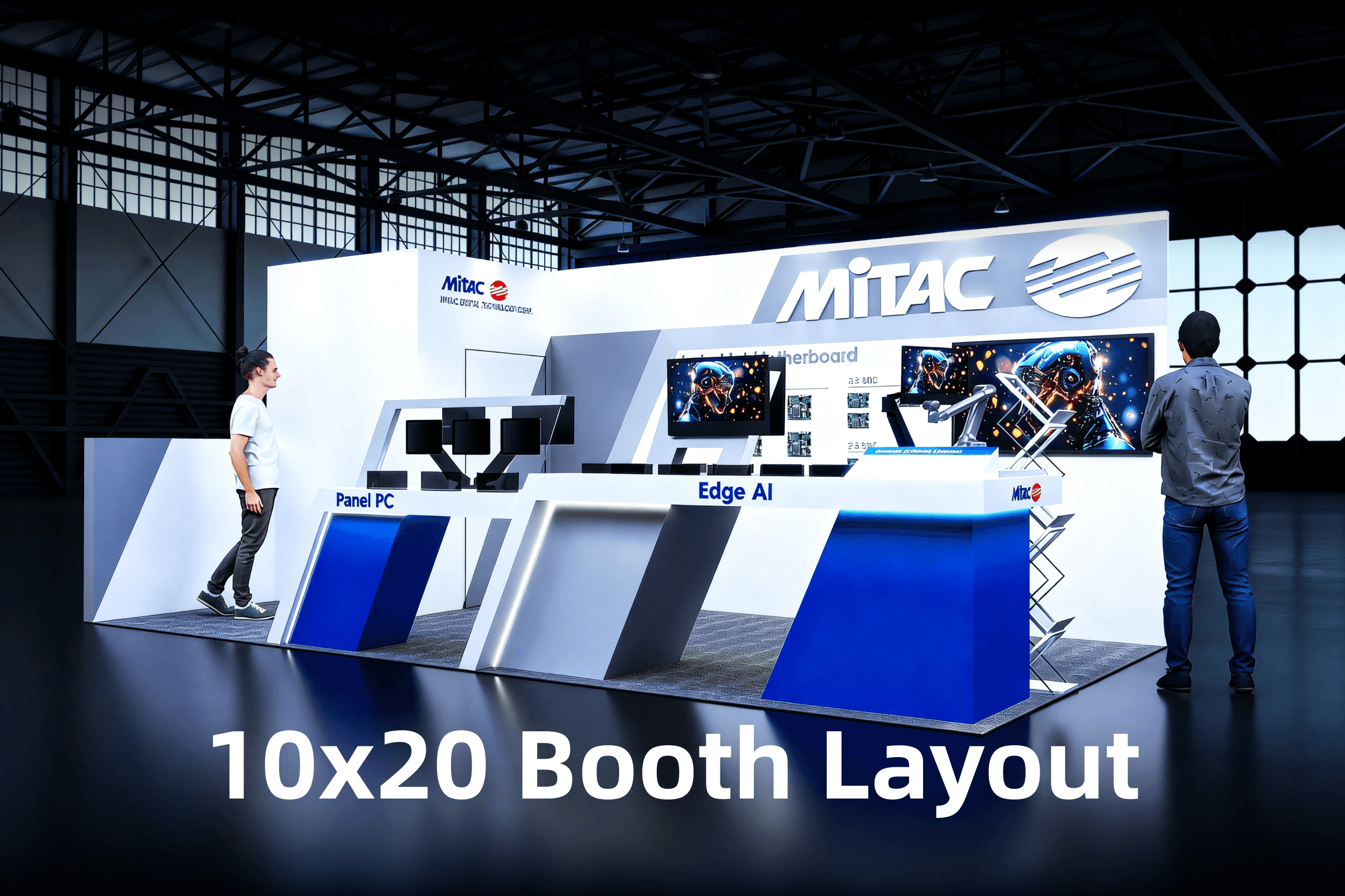 Chicago 10x10 compact trade show booth with branded backdrop and product display counters