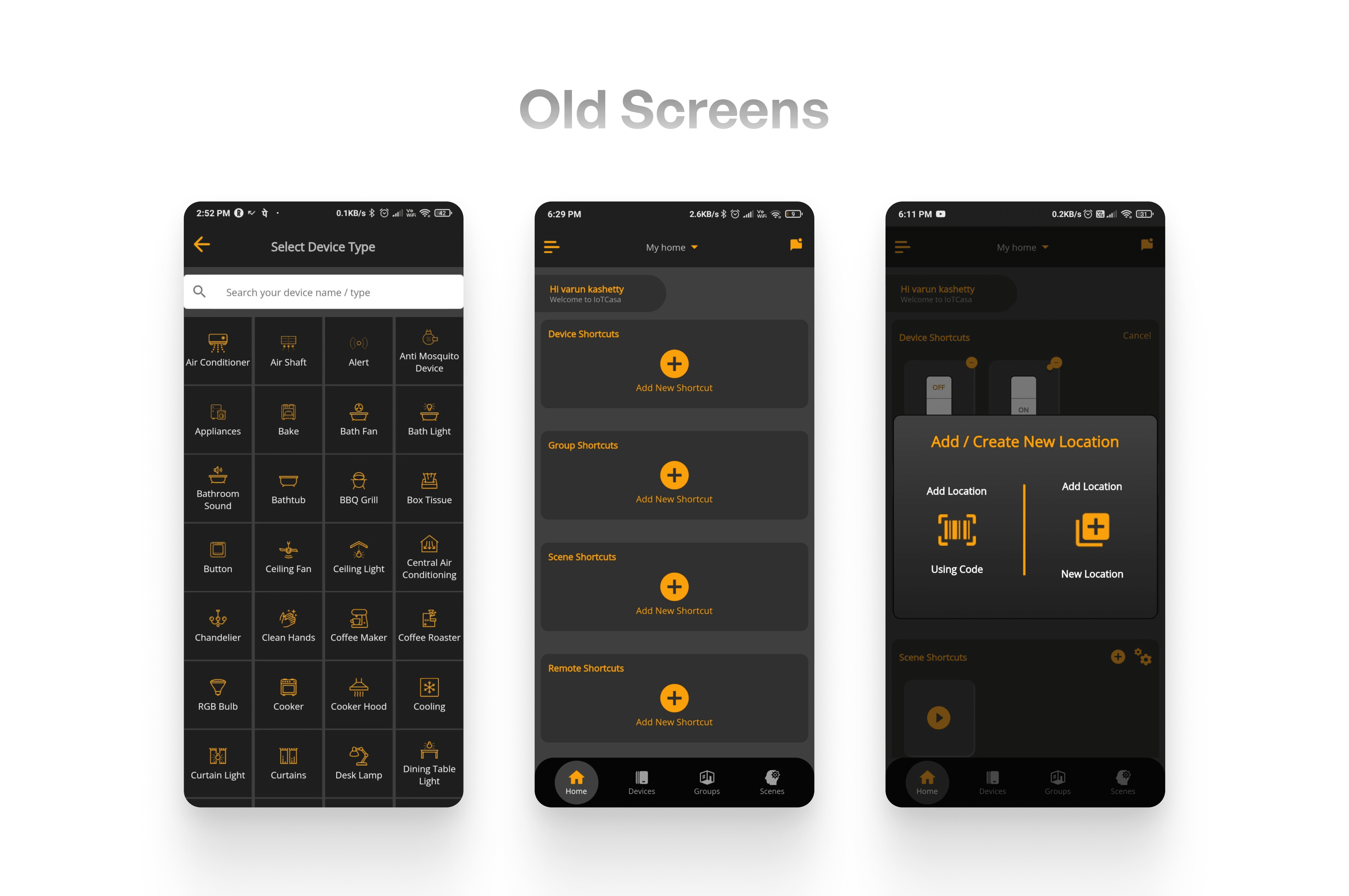 Old IOT Casa Screens