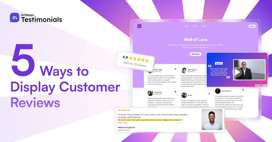  5 Ways to Display Customer Reviews on Your SaaS Website|Gridapps Testimonials