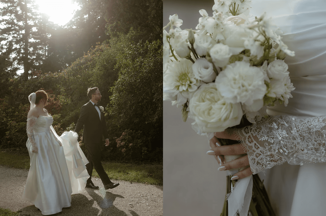 Collage von Paarshooting im Bergpark Kassel mit Hochzeitspaar