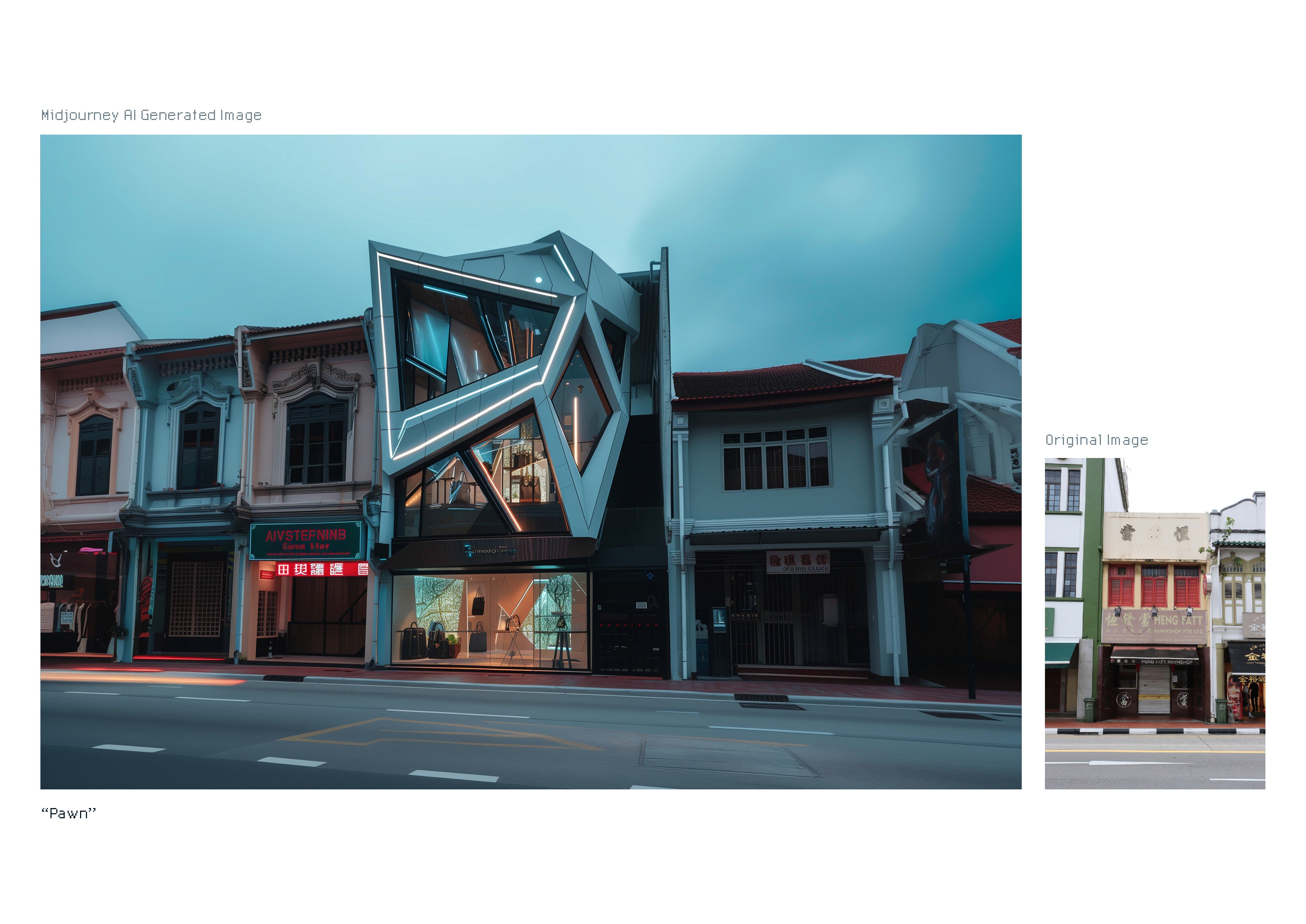 A futuristic and sci-fi like building shopfront