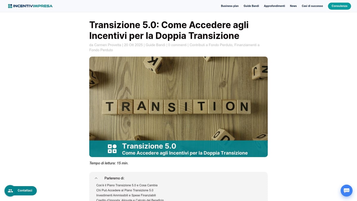7 Bandi Impresa da Non Perdere nel 2026 - 1. Transizione 5.0 – Credito d’Imposta per Investimenti Green