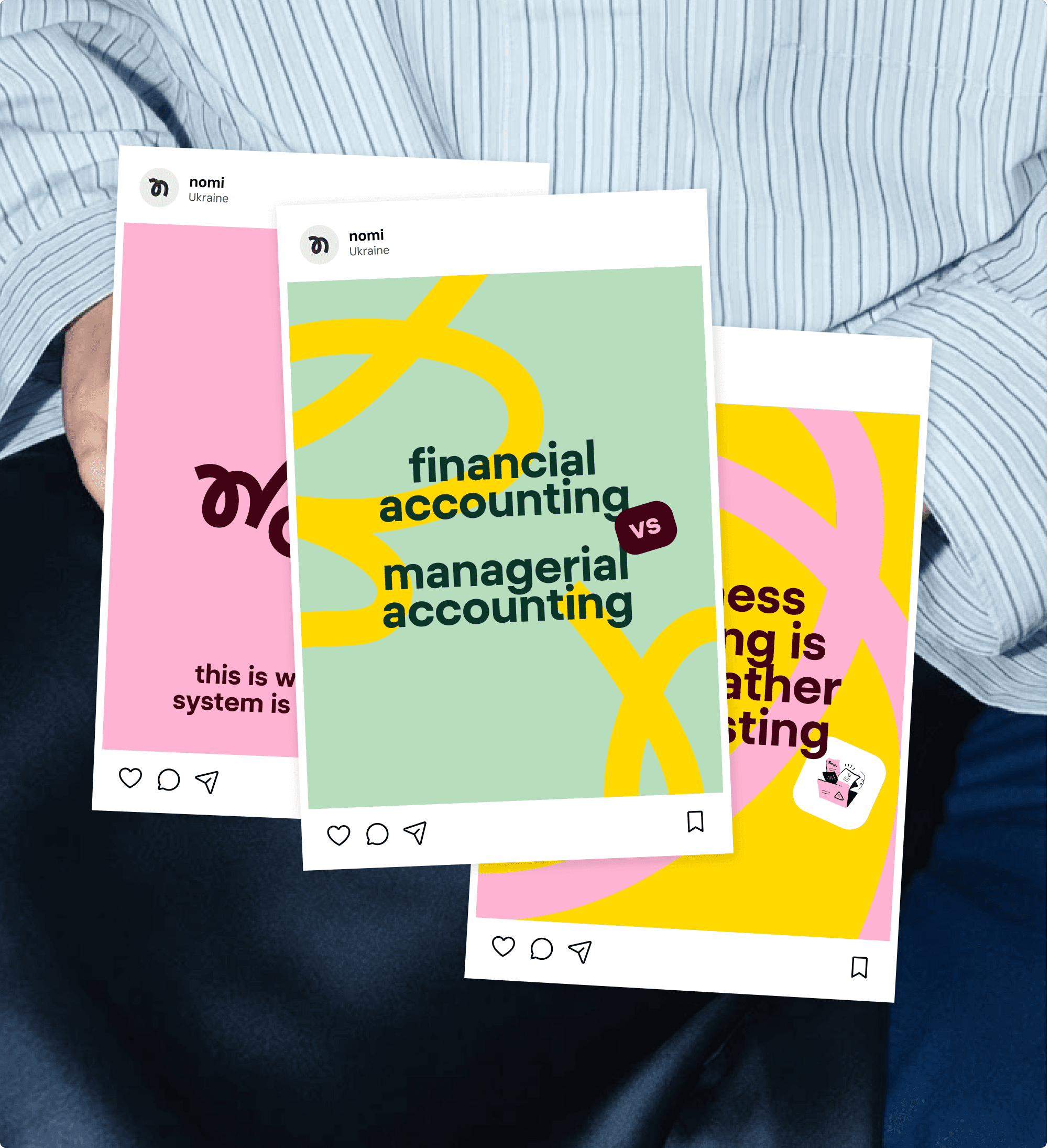 Nomi fintech brand social media assets