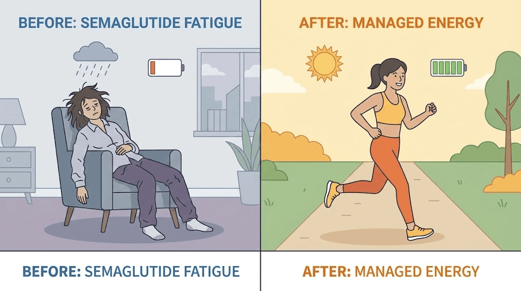 Before and after managing semaglutide fatigue and tiredness