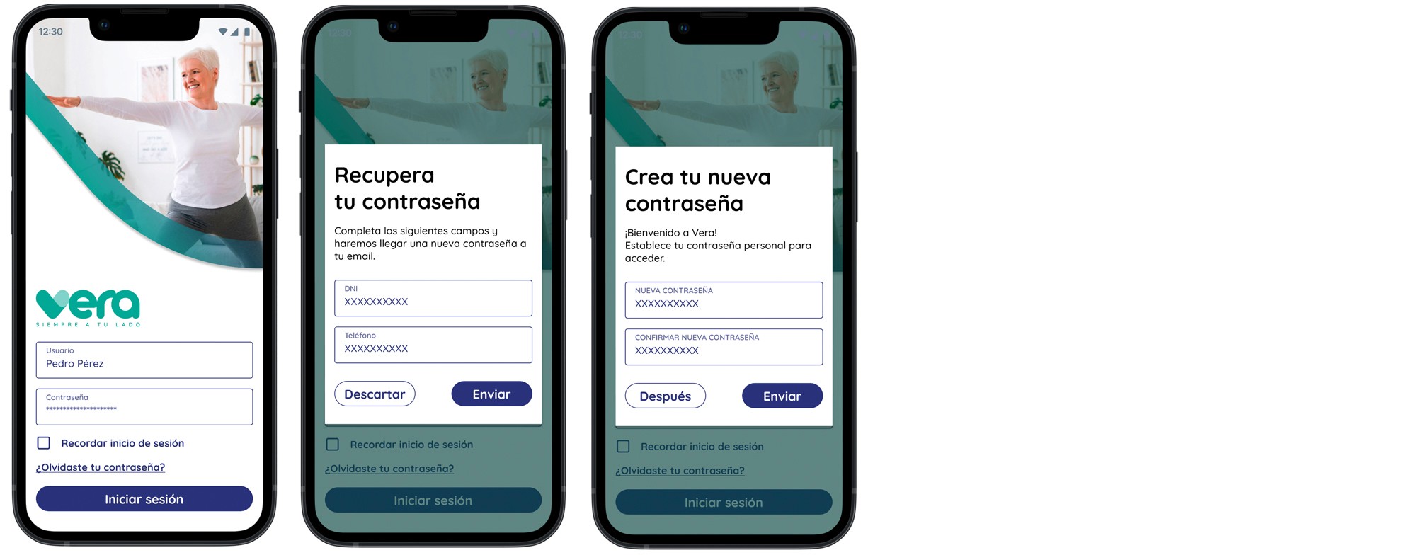 Panntallas de Login y proceso de cambio de contraseña