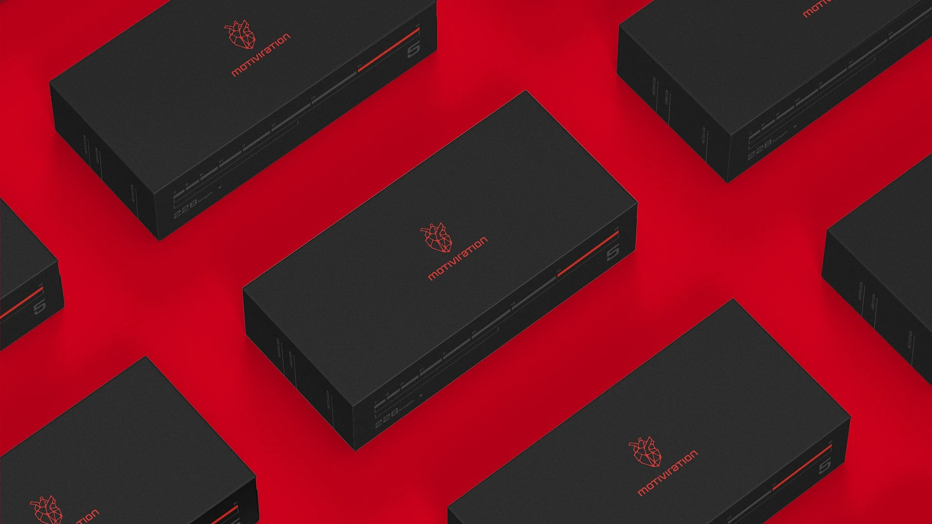 black boxes on red background