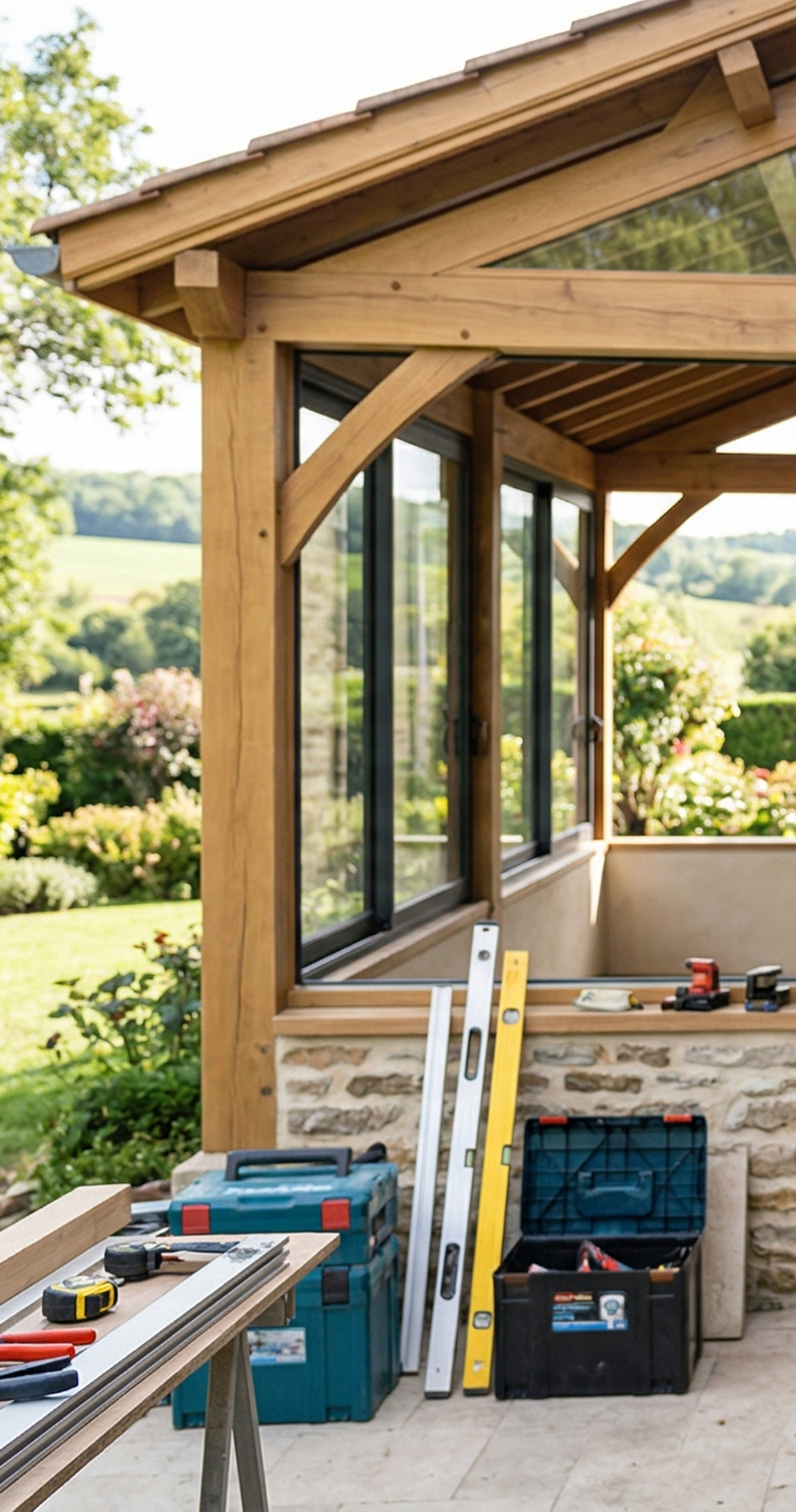 Vue d'une véranda en bois, illustrant la mesure de performance des appels pour les réseaux de l'habitat et de l'artisanat