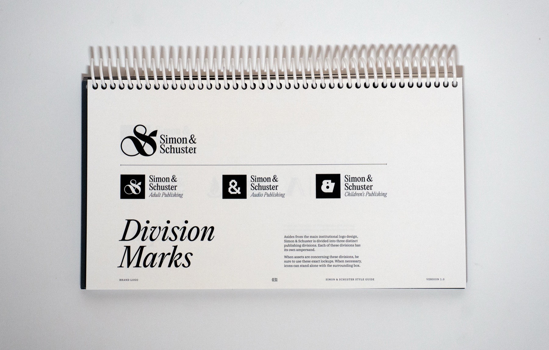 Simon & Schuster brand guidelines spread 30