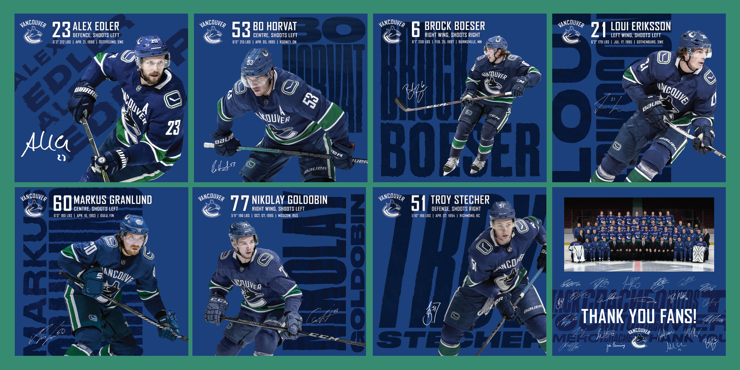 Variety of Game Day Magazines featuring other Canucks players.