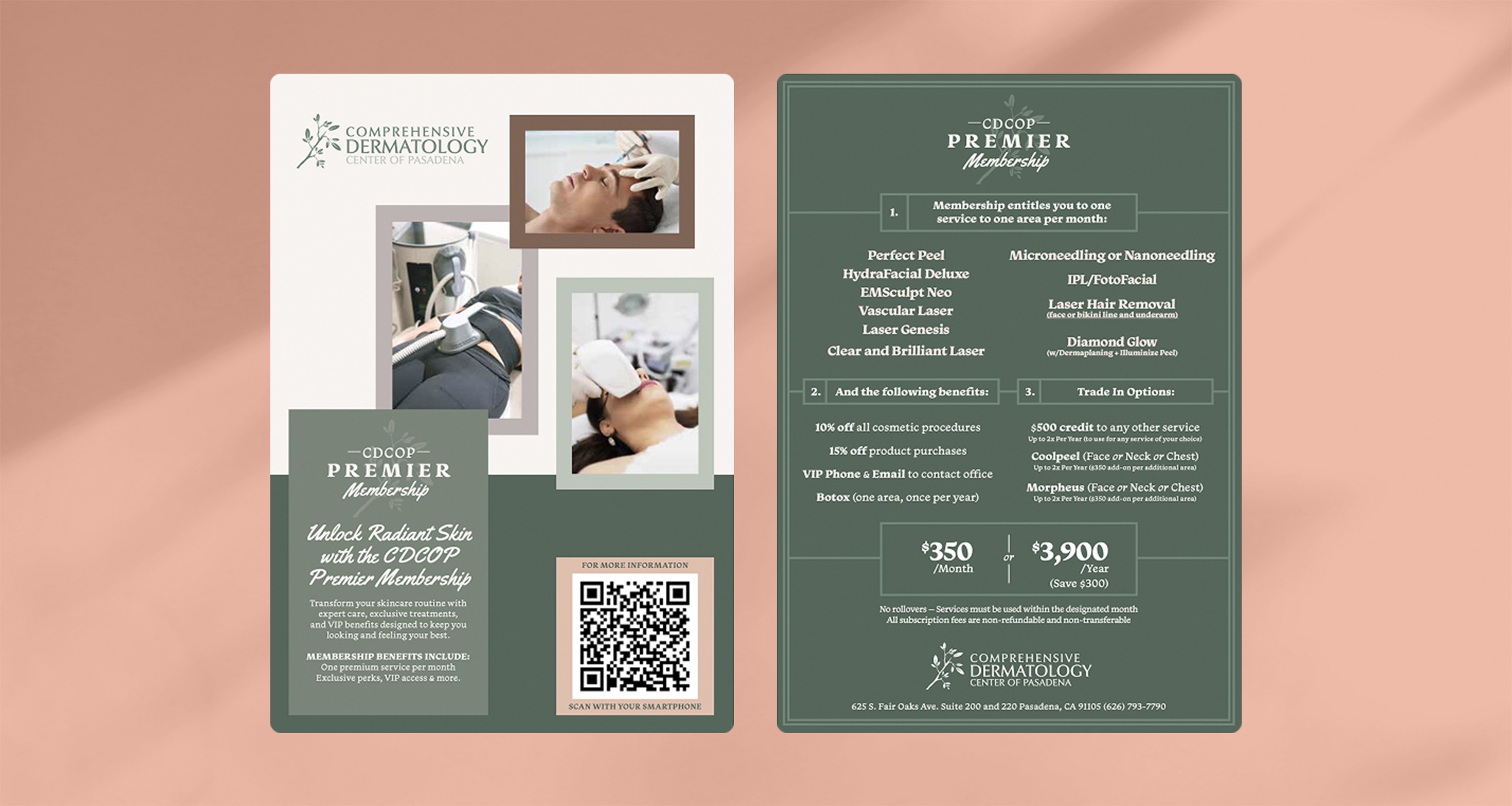 Custom branded flyer design for Comprehensive Dermatology of Pasadena by Studio Odyssey Los Angeles