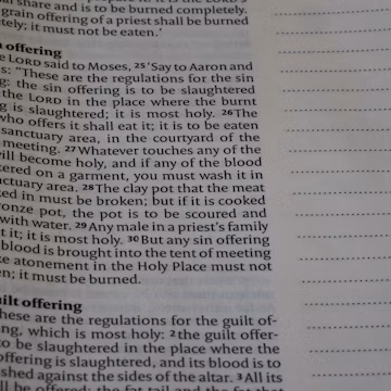 Close-up of open book with text and blank lines.