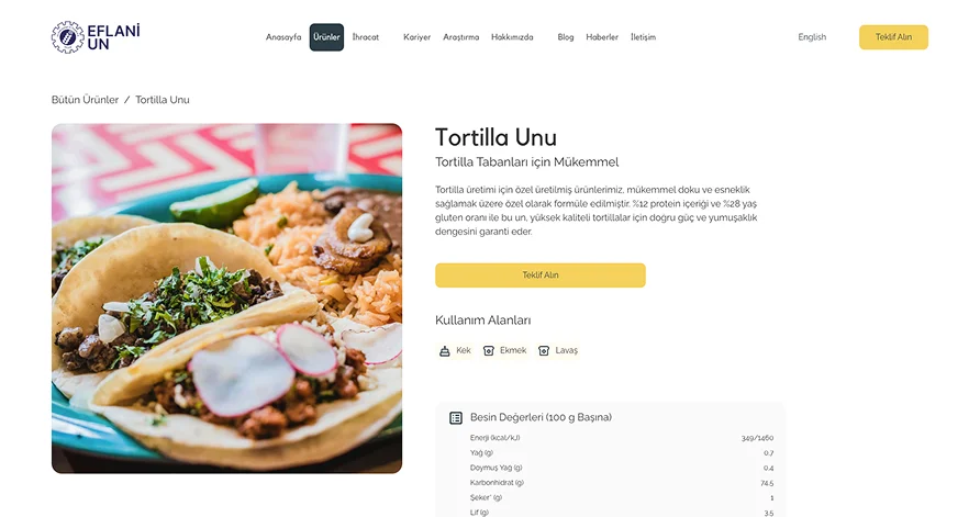 website mockup product detail