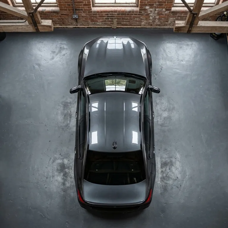 Dark grey saloon from above in the studio