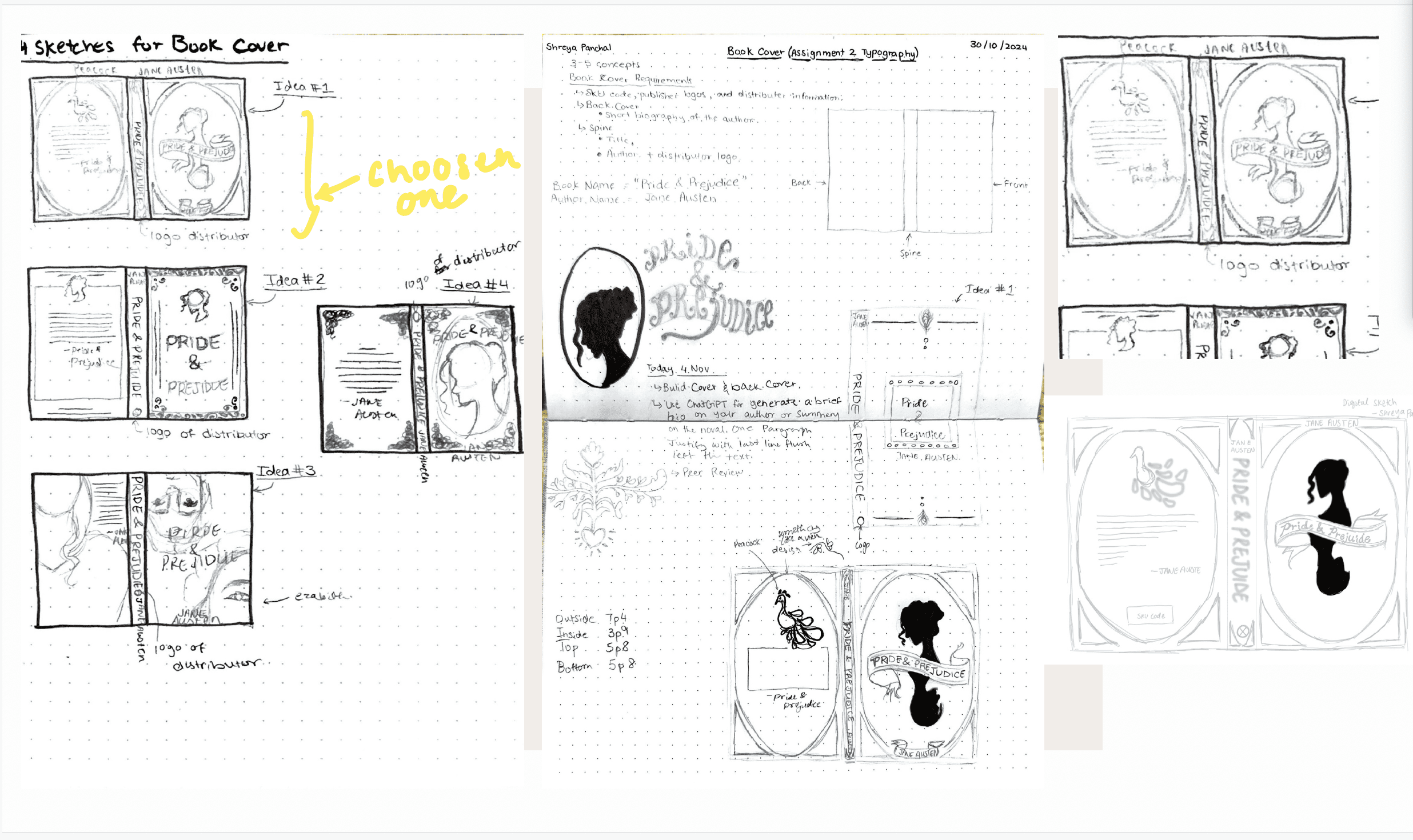 alt="Illustrated Pride and Prejudice book sketches"