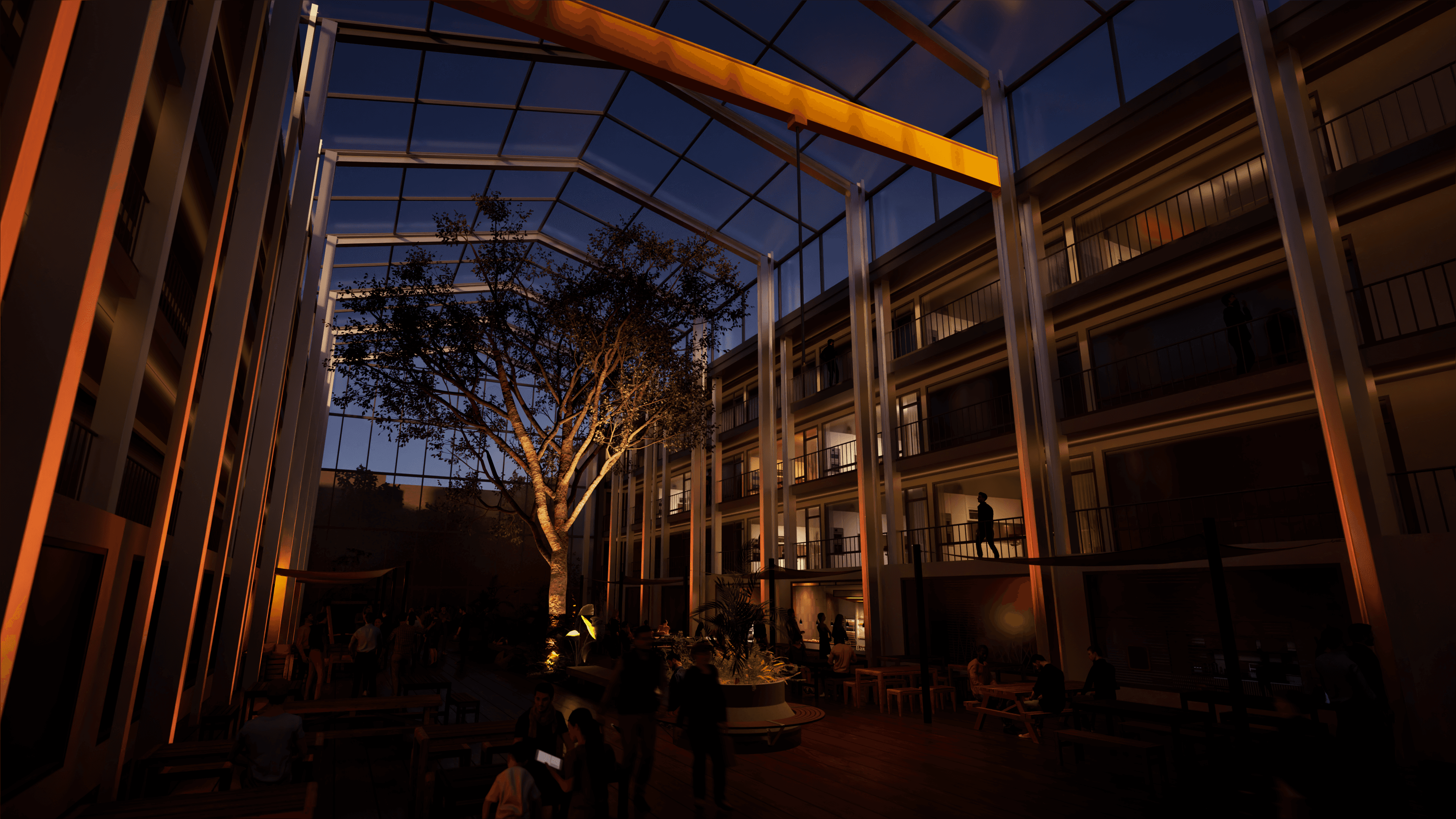 a japanese style building with a japanese roof and trees around it