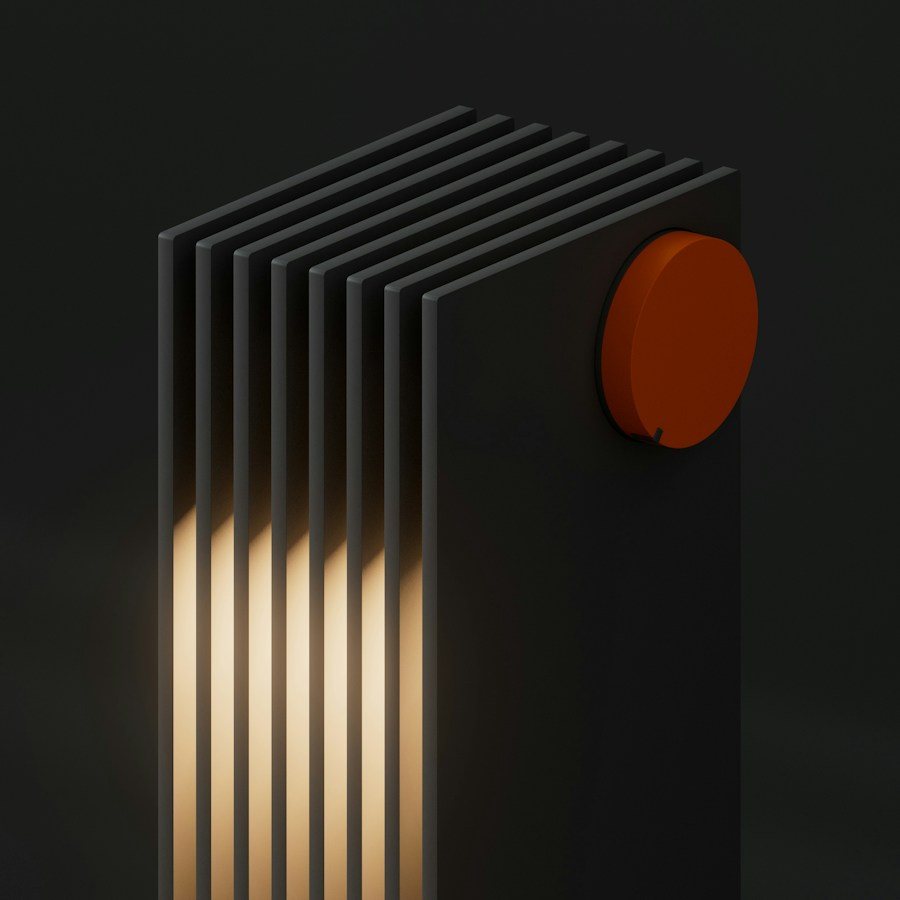 Black and orange audio device