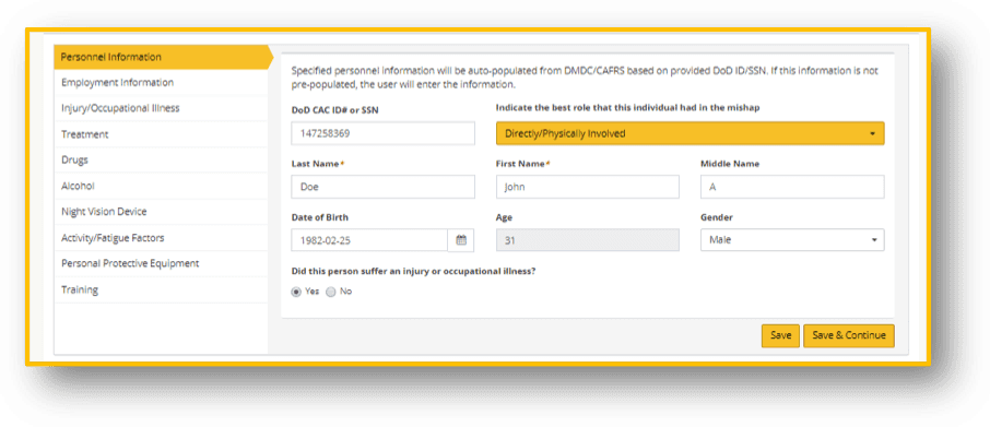 application dashboard