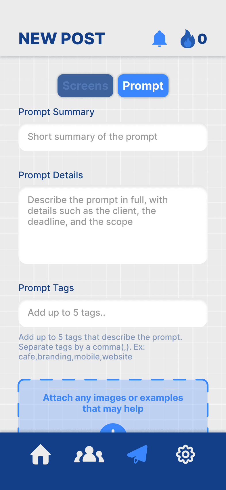 The post prompt page for the FlowBuilder app