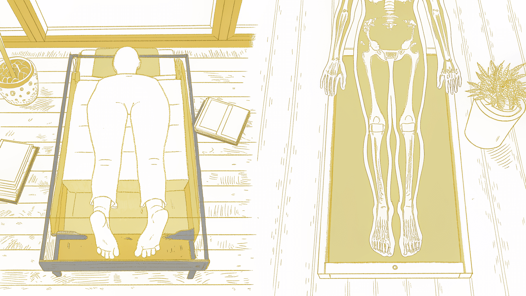  woman on Pilates Reformer in neutral pelvis footwork position with alignment diagnostic overlay.
