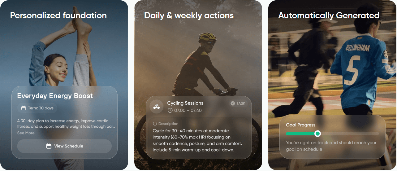 Samples of Neuras personalized fitness plan generations