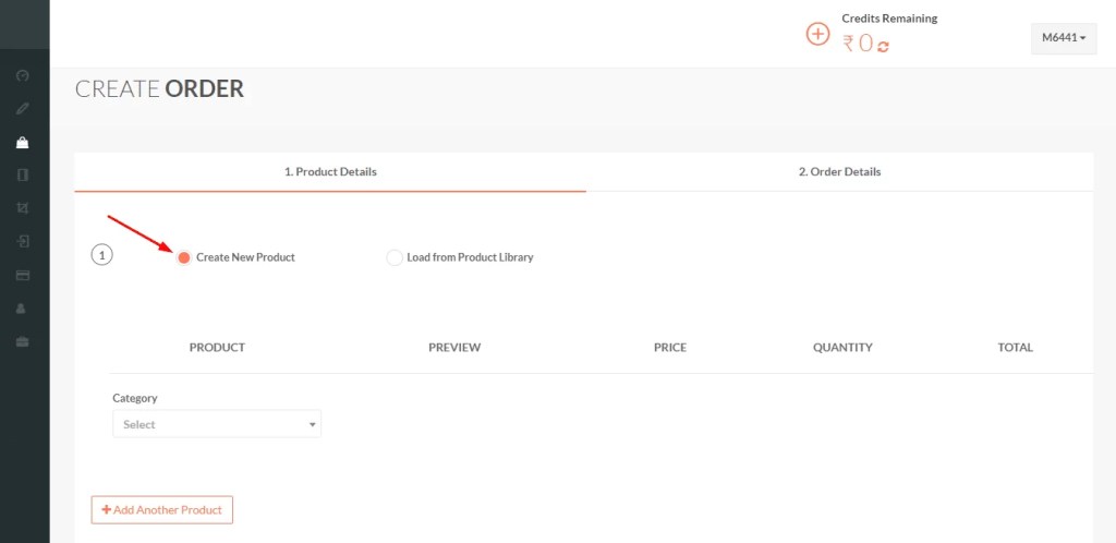 Fill Details of Product while creating order at Printrove