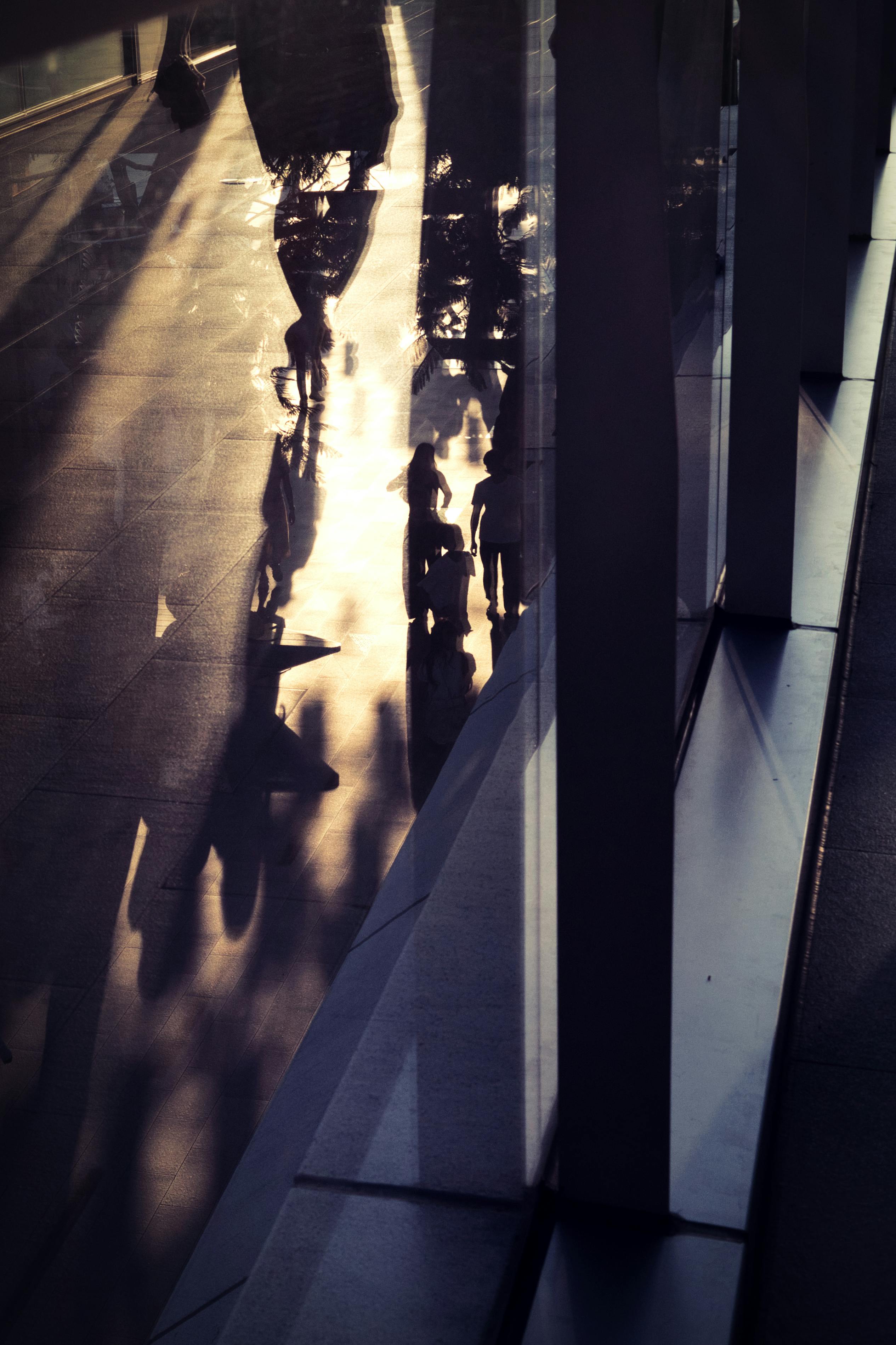 Modern building with geometric architectural details.