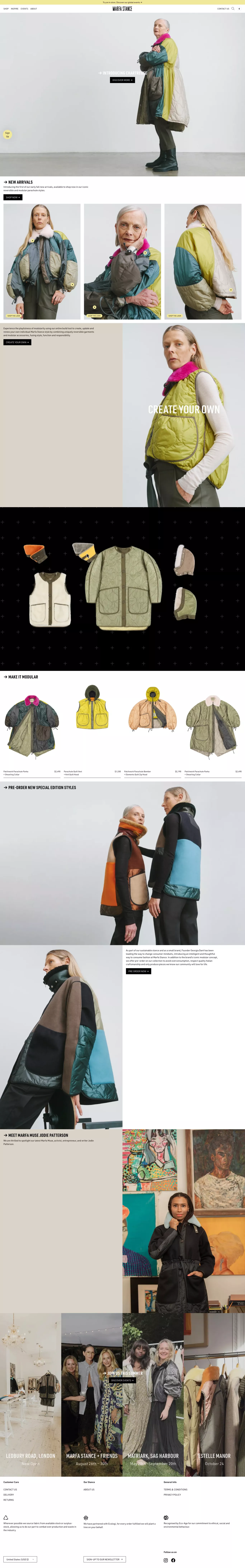 MARFA STANCE ecommerce page screenshot showcasing Fashion and Ecommerce design