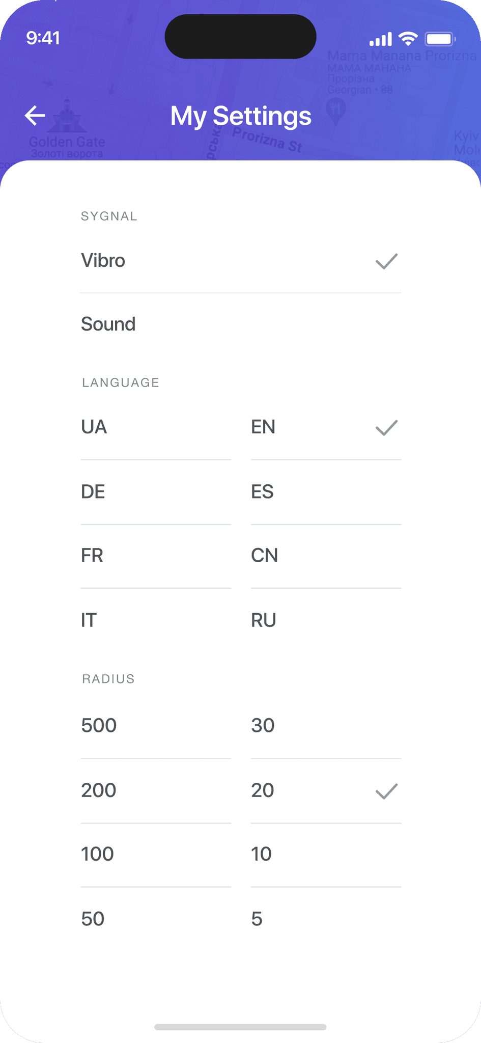 My settings