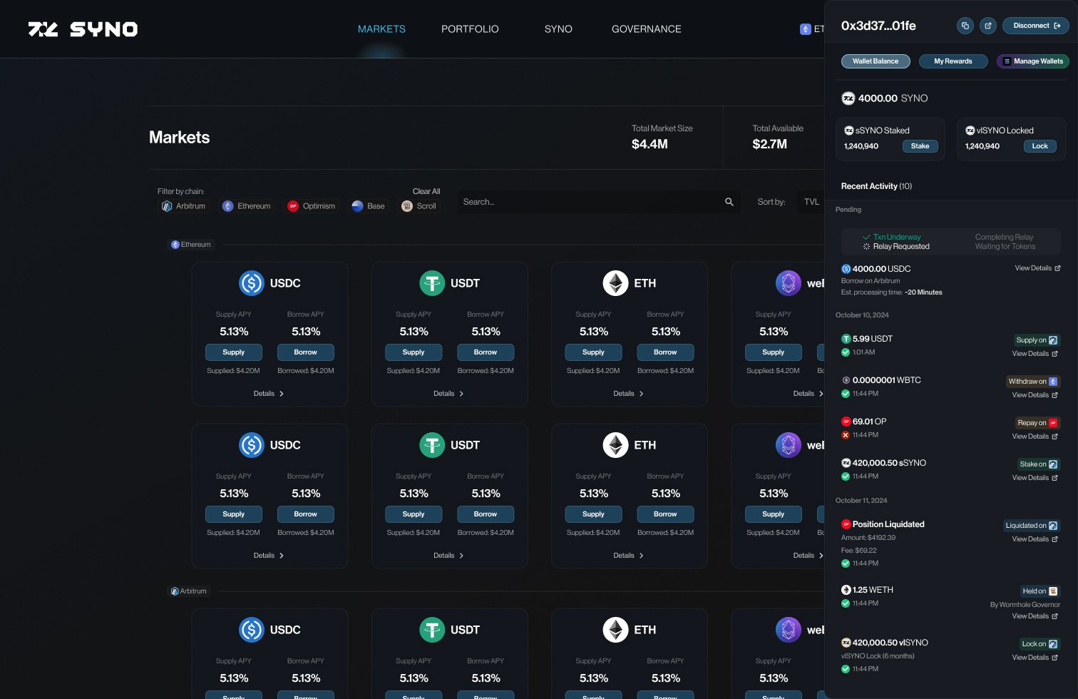 Account sidebar UI screenshot