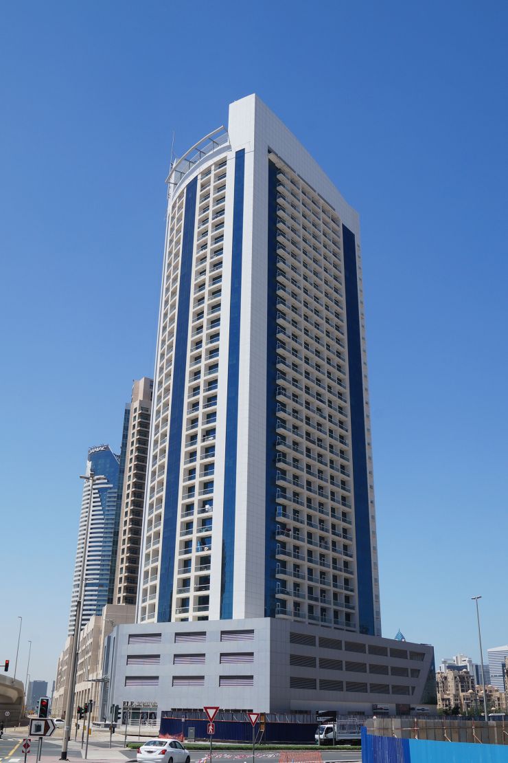 Burj Al Nujoom exterior view. Contact our expert real estate agents for luxury apartments in Downtown Dubai.