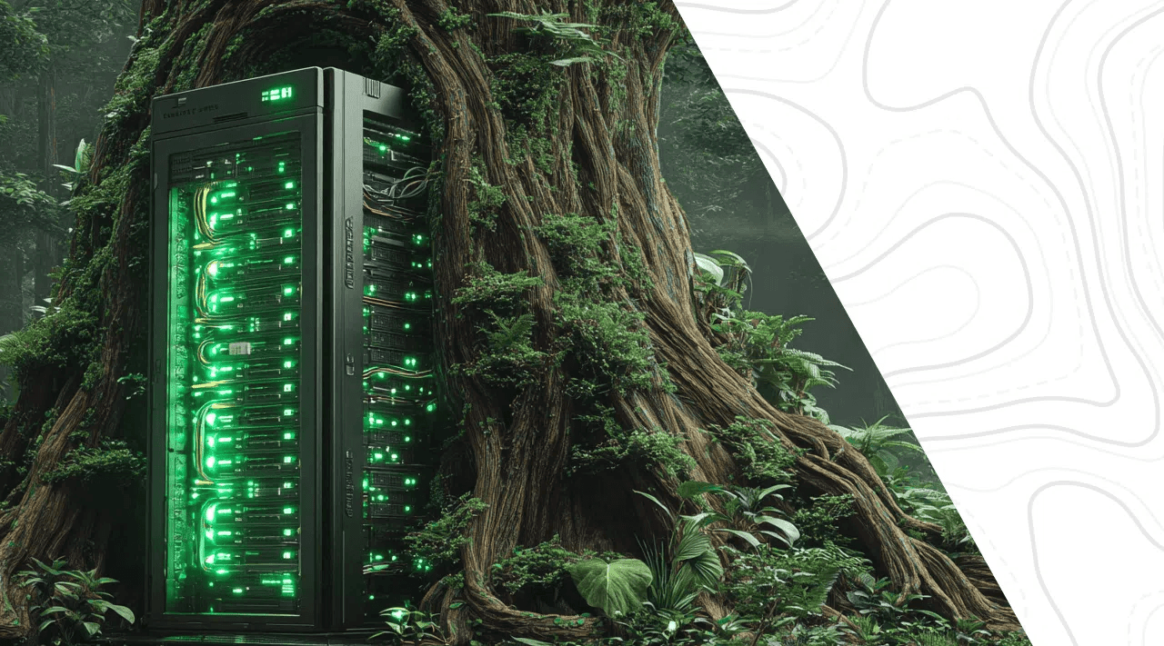 Close-up of lush, dark green leaves, some glossy and wet, against a muted background.