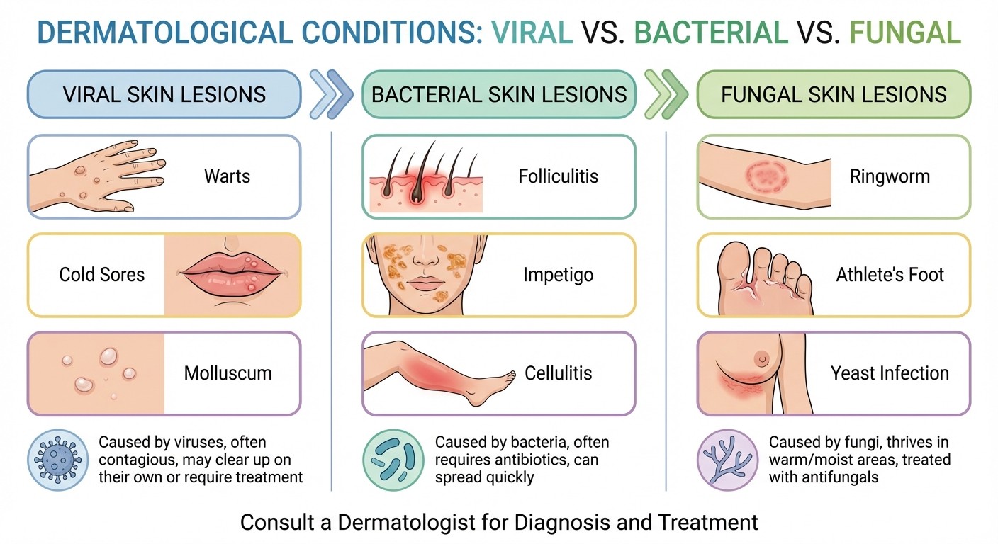 Visual comparison chart of dermatological conditions for NEET PG preparation