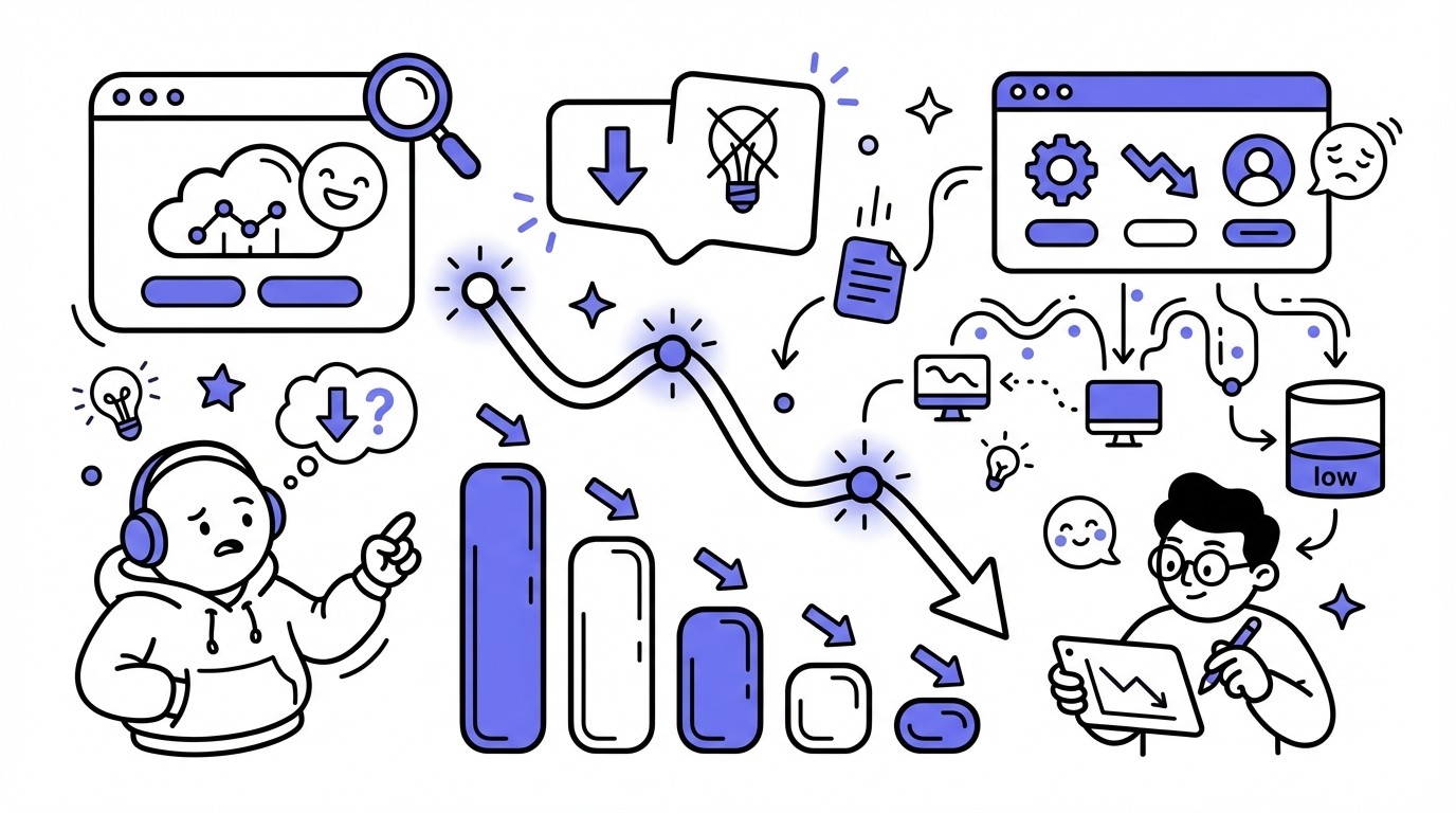 An infographic diagram showing a clear downward sloping line graph or decreasing bar chart, visually representing a projected decline. The style is modern, professional, and tech-focused with cool blue and gray tones.