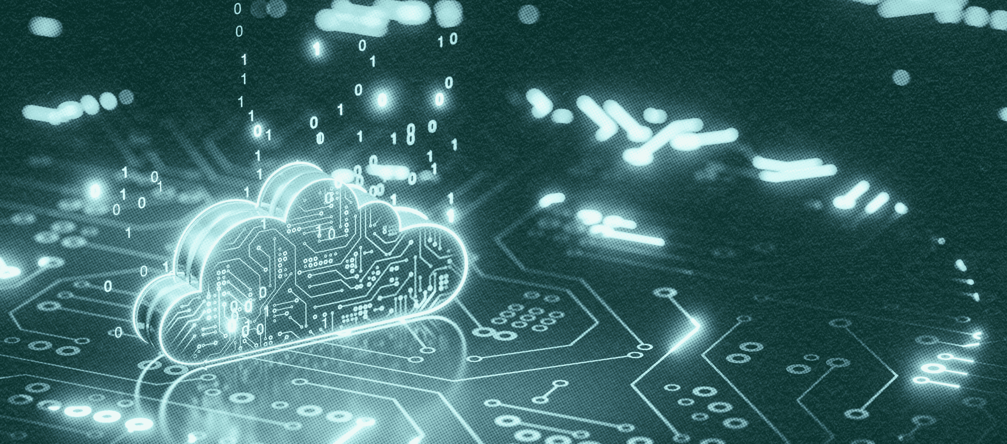 a 3D internet cloud with 0s and 1s representing data storage